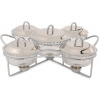 5 Piece Glass Soup Chafing Serving Dishes Warmers - Colorless
