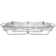 1.5 Litres ,3 Piece Glass Soup Chafing Serving Dishes Warmer – Colorless Serving Dishes Trays & Platters TilyExpress 2