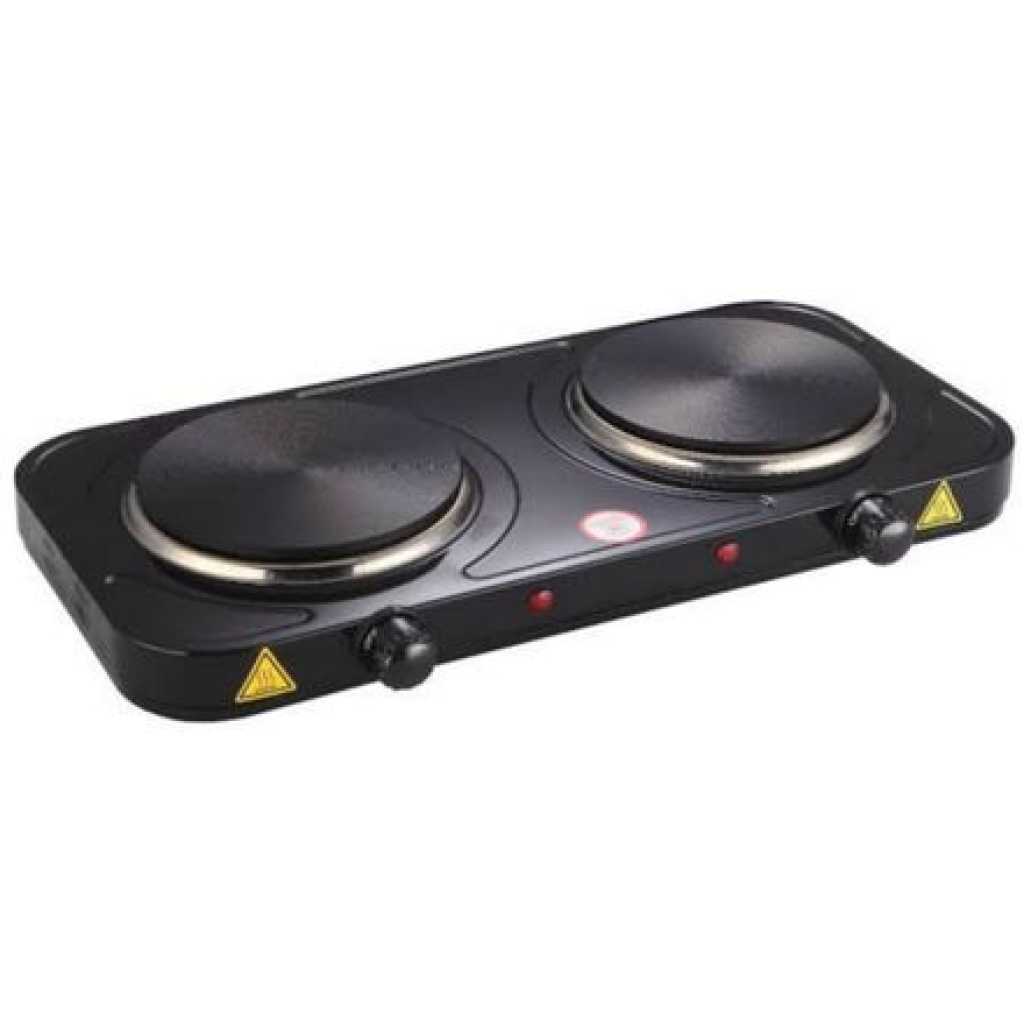 Double Solid Electric Hotplate - Black