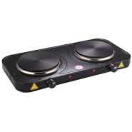 Double Solid Electric Hotplate - Black