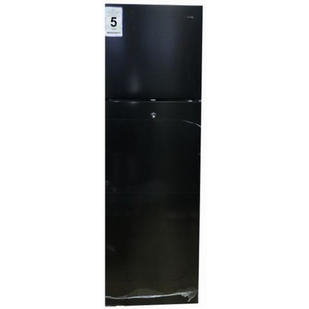 CHiQ 220-Litres Fridge CTM220; Double Door Defrost Refrigerator Top Mount Freezer - Black