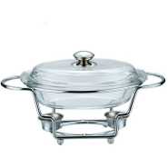 Oval Glass Soup Chafing Serving Dish Warmer - Colorless