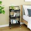 3 Tier Kitchen, Bedroom, Bathroom Storage Rack Basket Trolley Organizer-Black