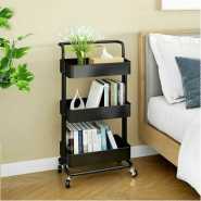 3 Tier Kitchen, Bedroom, Bathroom Storage Rack Basket Trolley Organizer-Black