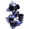 6 Pieces of Long Cups Mugs With Black Wordings - Blue,Black
