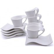 6 Pieces Of Cups And 6 Saucers -White Coffee Cups & Mugs TilyExpress
