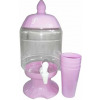 4.5-Litre Plastic Beverage Juice Dispenser Jug Storage With 4 Cups, Pink