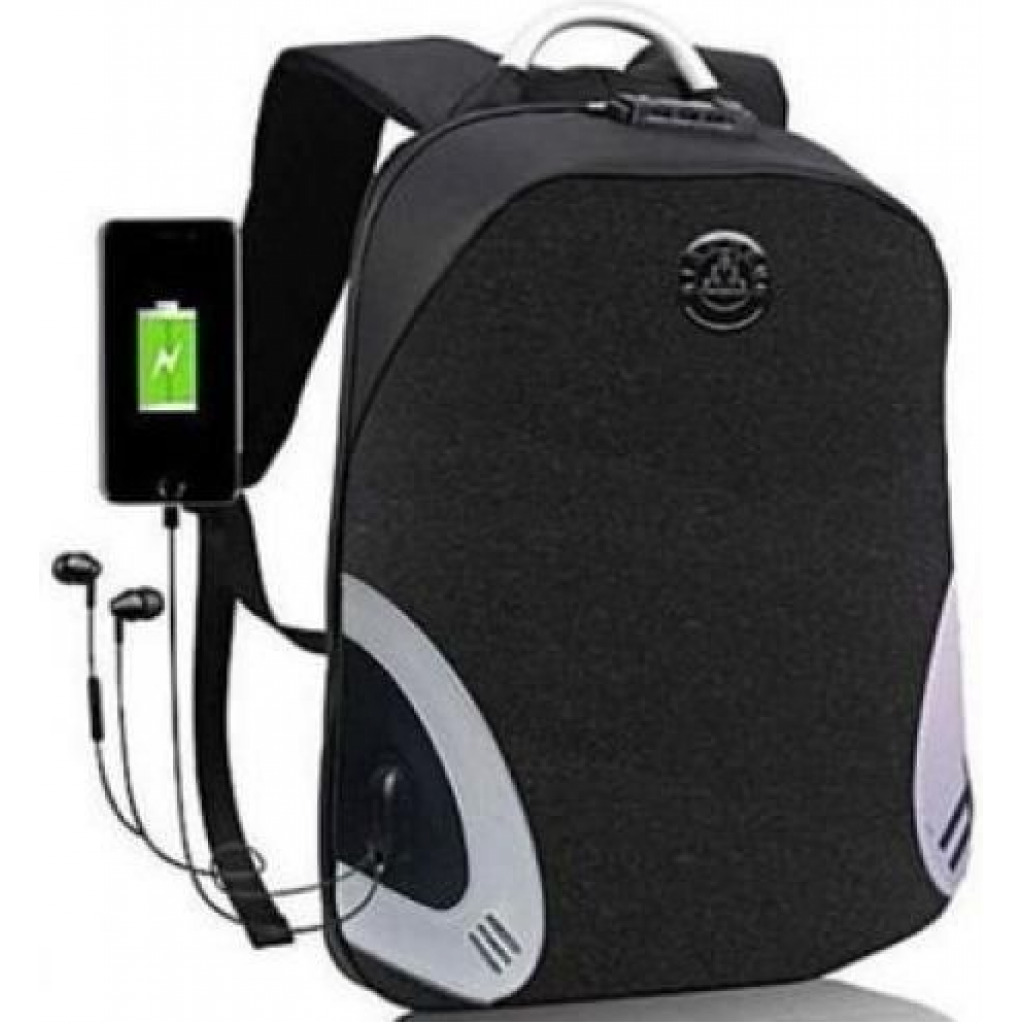 Waterproof Laptop Bag with USB Port - Black