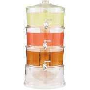 Acrylic 3-Tier Water, Juice Drink Dispenser With Ice Chamber Base-Colorless