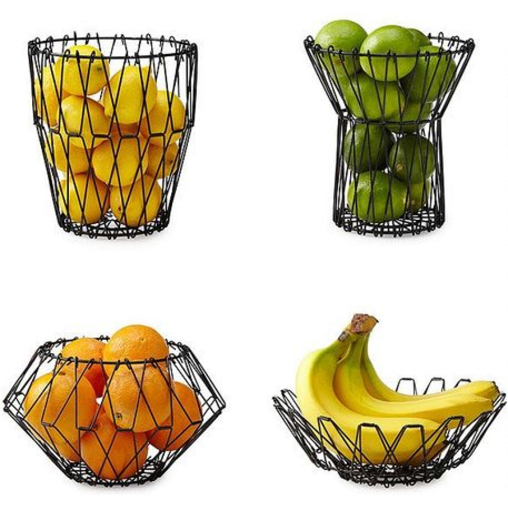 7in1 Adjustable Fruit Basket Bin Storage Organizer, Brown