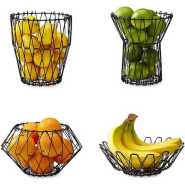 7in1 Adjustable Fruit Basket Bin Storage Organizer, Brown