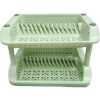 2 Tier kitchen Plastic Dish Draining Drying Storage rack tray, Green