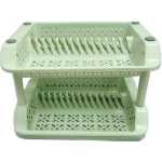 2 Tier kitchen Plastic Dish Draining Drying Storage rack tray, Green