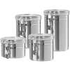 4-Piece Stainless Steel Canister Storage Tins With Acrylic Lid, Silver