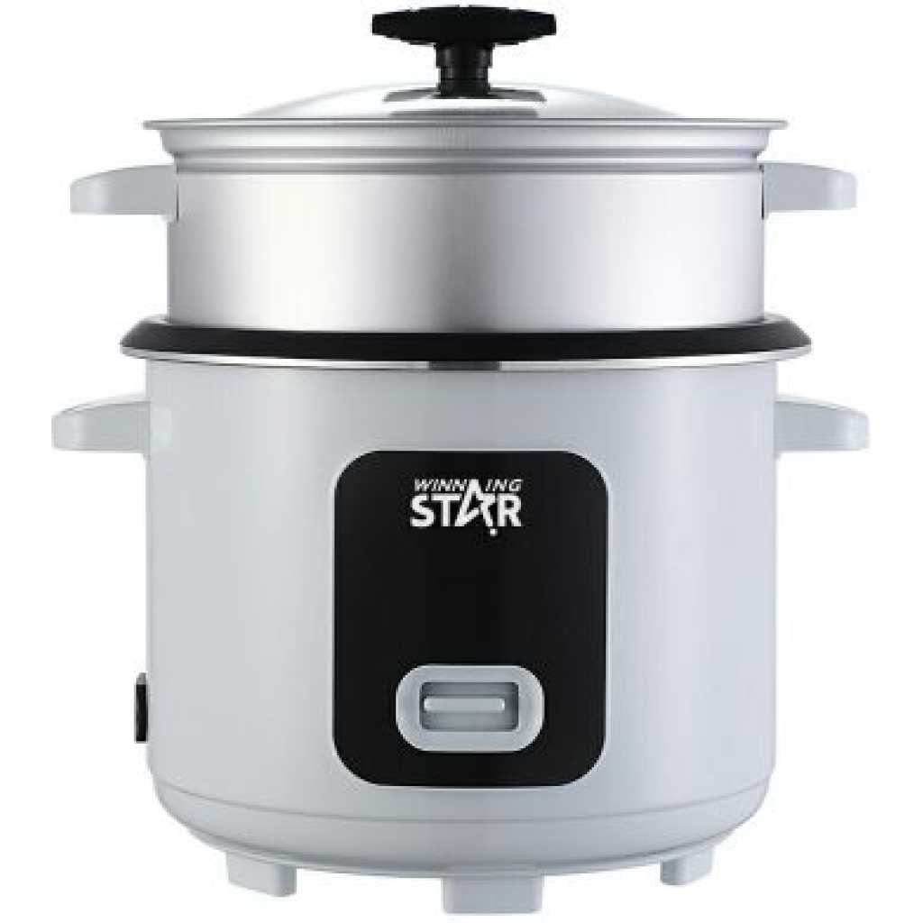 Winningstar 2.2L Rice Cooker With Steamer And Heavy Duty Heat Plate-White