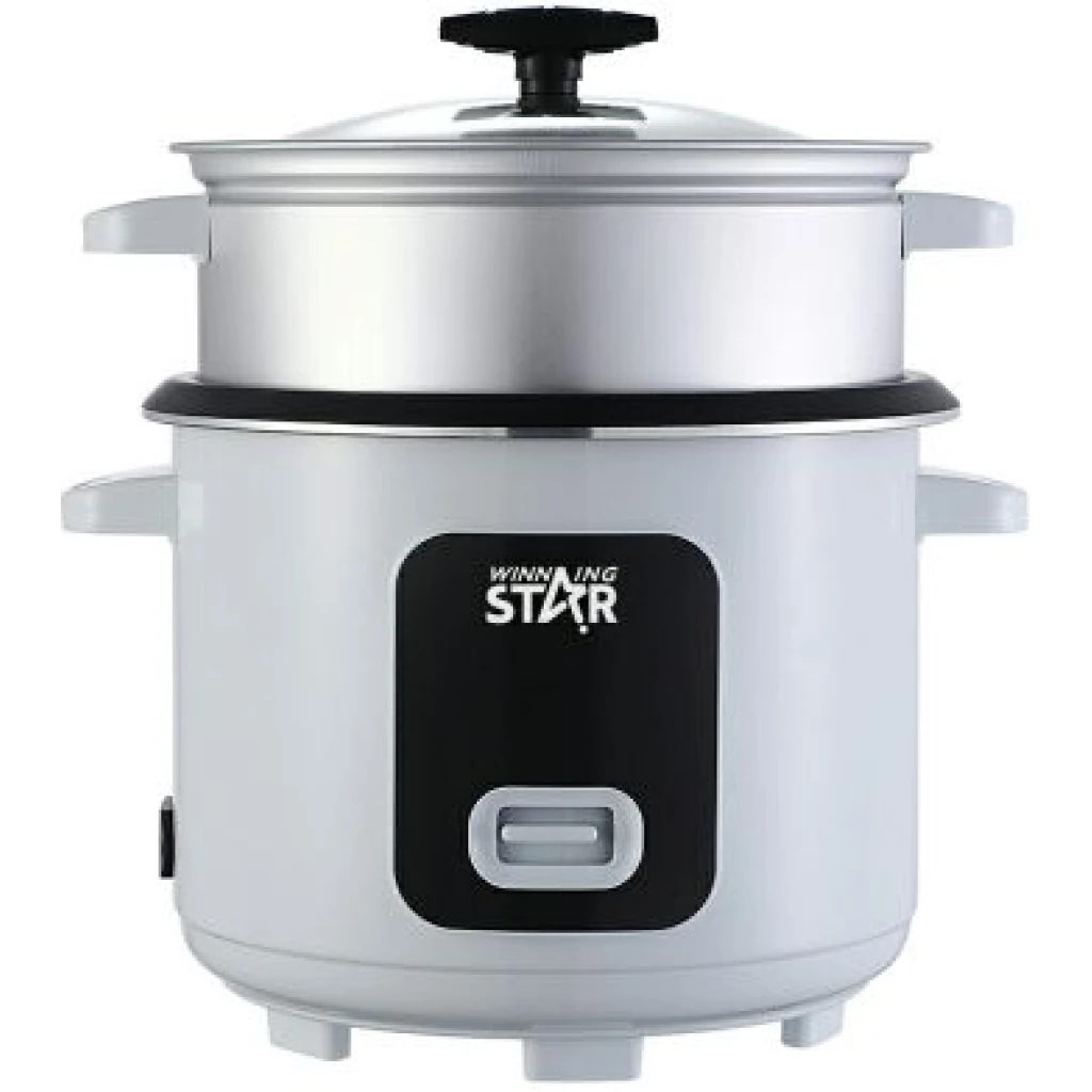 Winningstar 2.2L Rice Cooker With Steamer And Heavy Duty Heat Plate-White