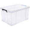 Plastic Stackable Organizer Storage Box, 96-Liters Transparent, with Lid, White