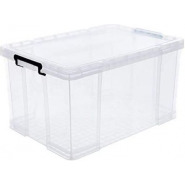 Plastic Stackable Organizer Storage Box, 26-Liters Transparent, with Lid, White Food Storage TilyExpress 2