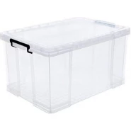 Plastic Stackable Organizer Storage Box, 46-Liters Transparent, with Lid, White Food Savers & Storage Containers TilyExpress