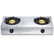 Saachi Double Burner Gas Stove Cooker With Automatic Ignition, Silver