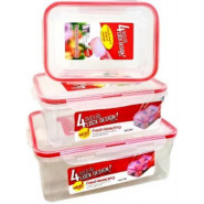 3 Pieces Of Plastic Food Storage Container Boxes-Colourless