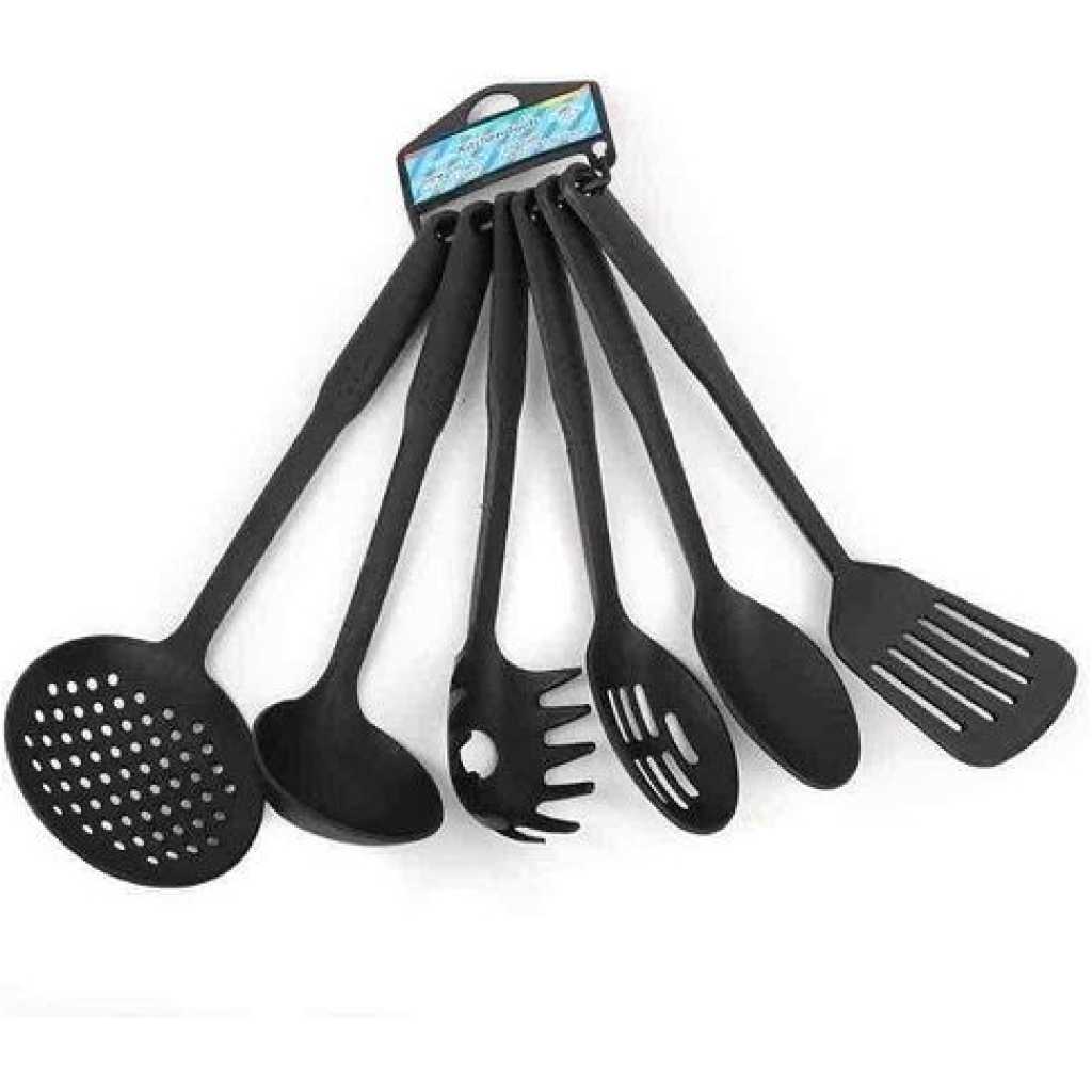 6-Piece Plastic Kitchen Cooking Utensils (Black)