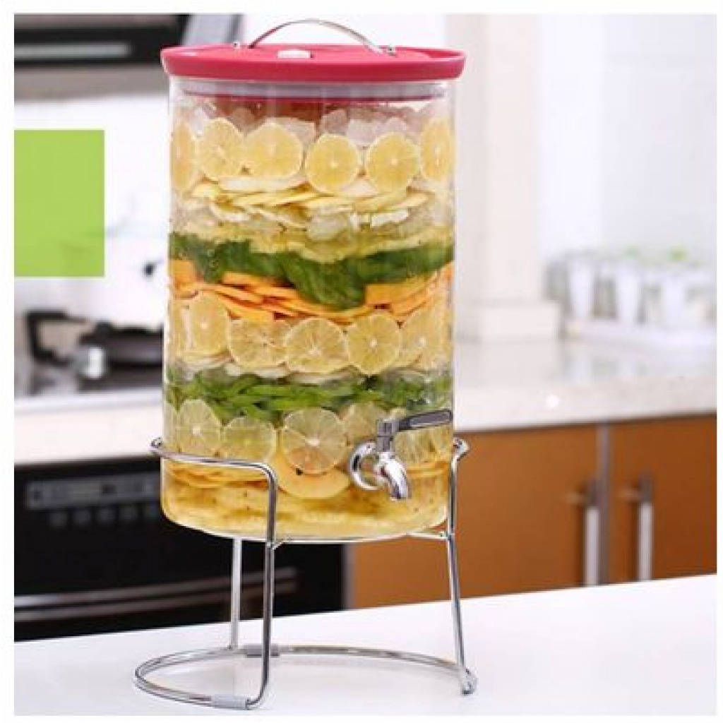 7.5Litre Glass Water Jug, Juice Dispenser Can With Stand-Colorless