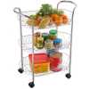 3 Tier Metal Kitchen Organizer Trolley Storage Rack With Wheels, Silver