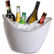 Co-Rect Acrylic 8 Bottle Beer, Champagne, Wine Ice Bucket, 8L - White