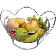 Metallic Fruit Storage Hanging Basket Holder Rack- Silver