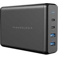 Powerology 75W Laptop Power Bank 4-Port Quick Charge Power Terminal PD - Black