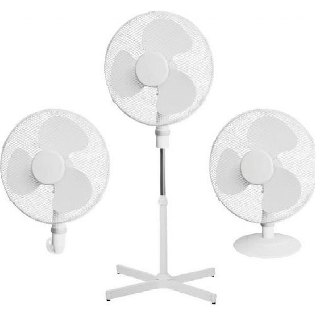Logik 3-In-1 Combination Fan (Wall Fan, Pedestal Fan, Desk/Table Fan) - White