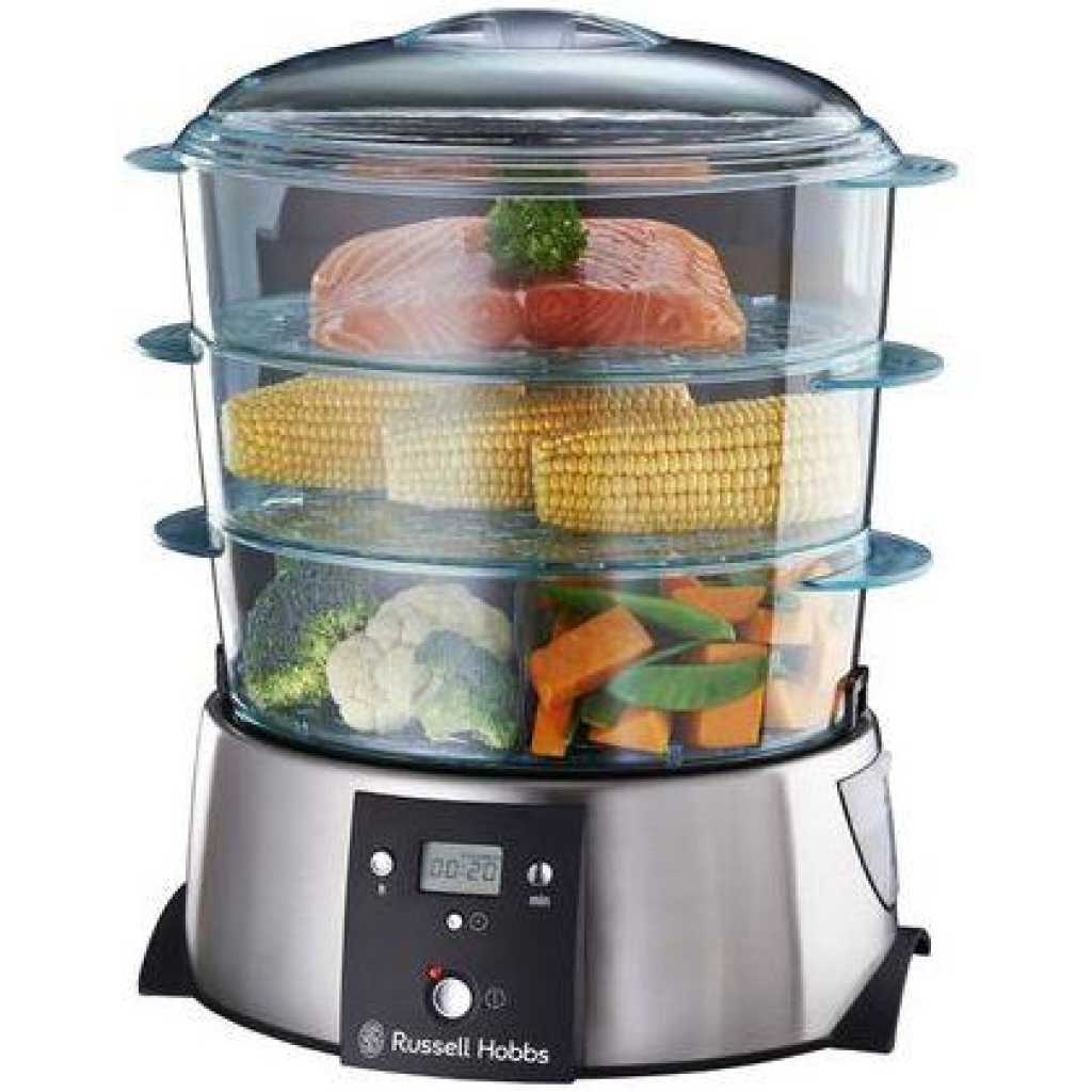 Russell Hobbs Satin Quartz Food Steamer 3 litre - White/Silver