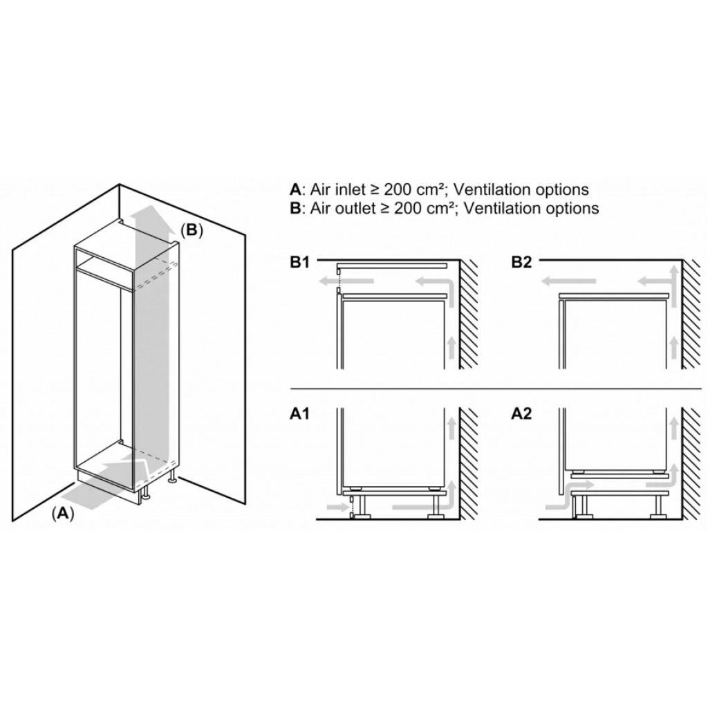 Bosch Tall Integrated Built-in Frost Free Fridge Freezer w/ Fixed Hinge, 177.2 x 55.8cm | GIN81AEF0G