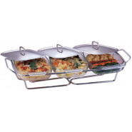 1.5 Litres ,3 Piece Glass Soup Chafing Serving Dishes Warmer – Colorless Serving Dishes Trays & Platters TilyExpress
