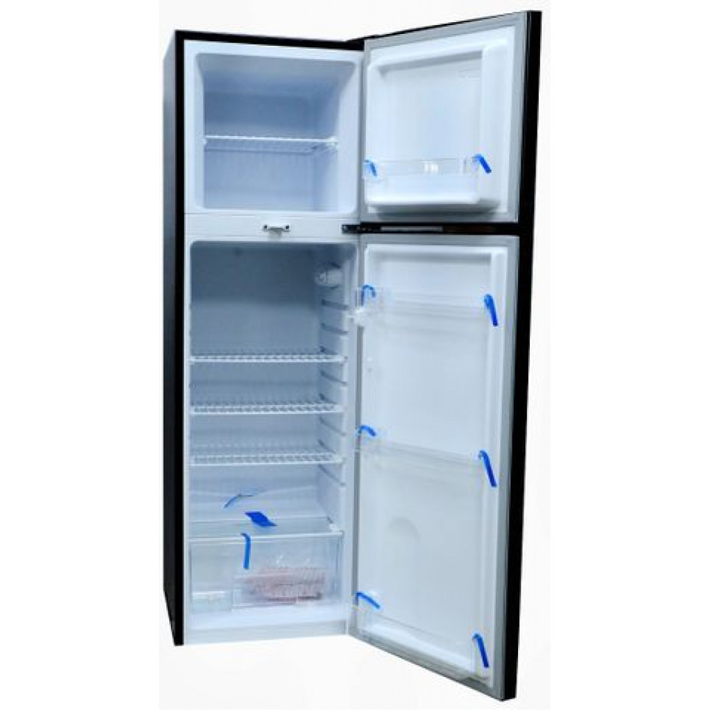 CHiQ 220-Litres Fridge CTM220; Double Door Defrost Refrigerator Top Mount Freezer - Black