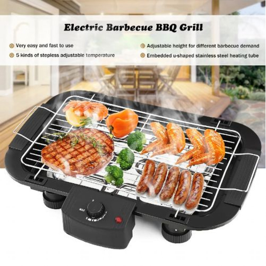 Smokeless Non-stick Electric Barbecue (BBQ) Grill Machine-Black