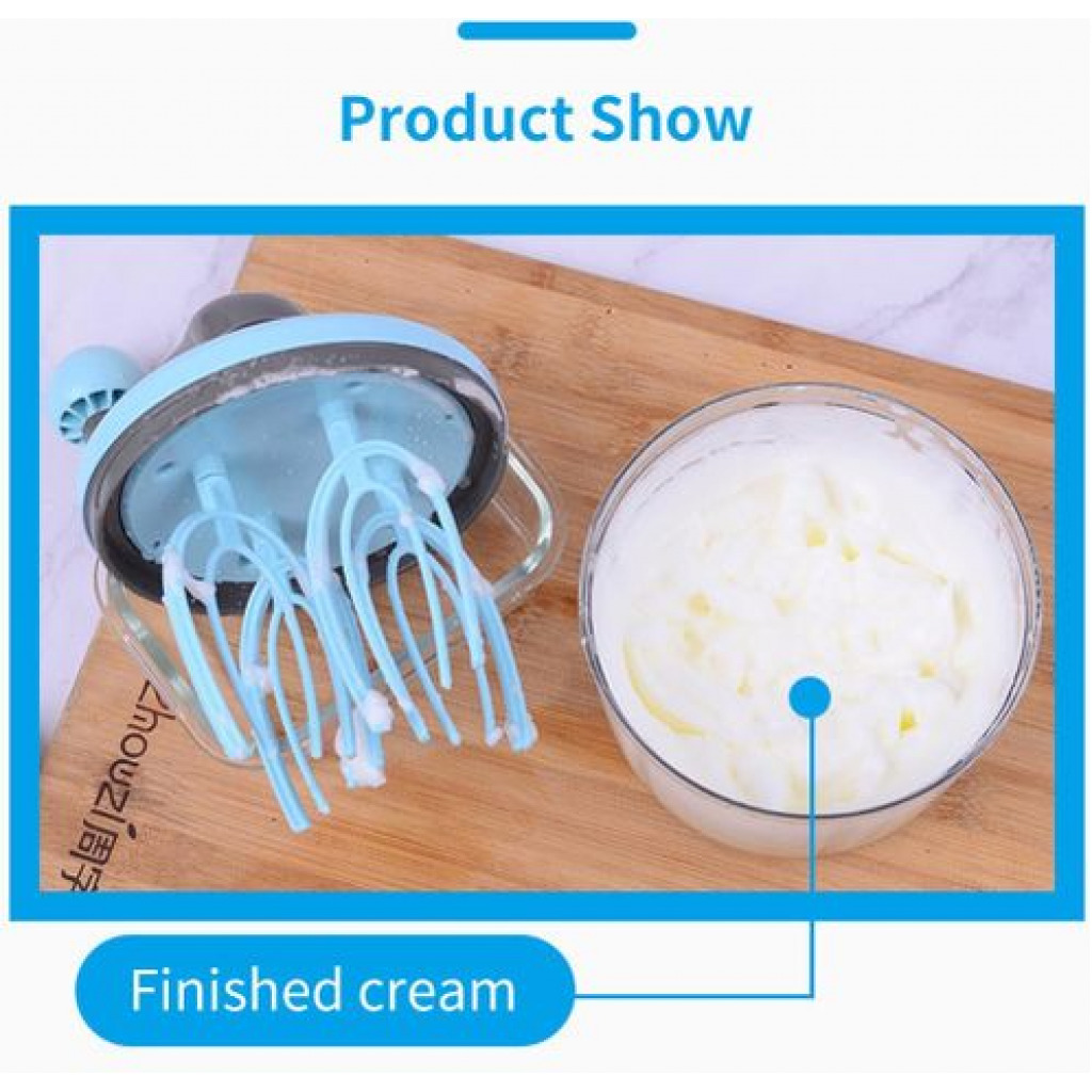 Manual Plastic Egg Beater Hand-Held Egg Mixer Kitchen Baking Tool, Blue