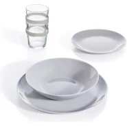 Luminarc 18 Piece Plates, Side Plates And Bowls Dinner Set - Grey