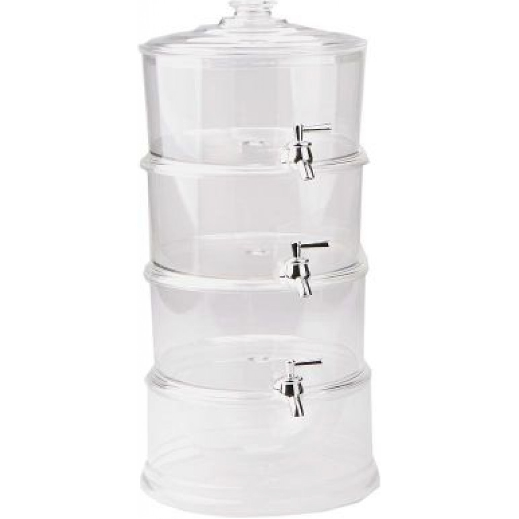 Acrylic 3-Tier Water, Juice Drink Dispenser With Ice Chamber Base-Colorless