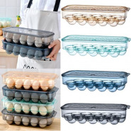 16 Egg Tray Holder For Refrigerator, Stackable Organizer Bin With Lid, Grey Egg Trays TilyExpress