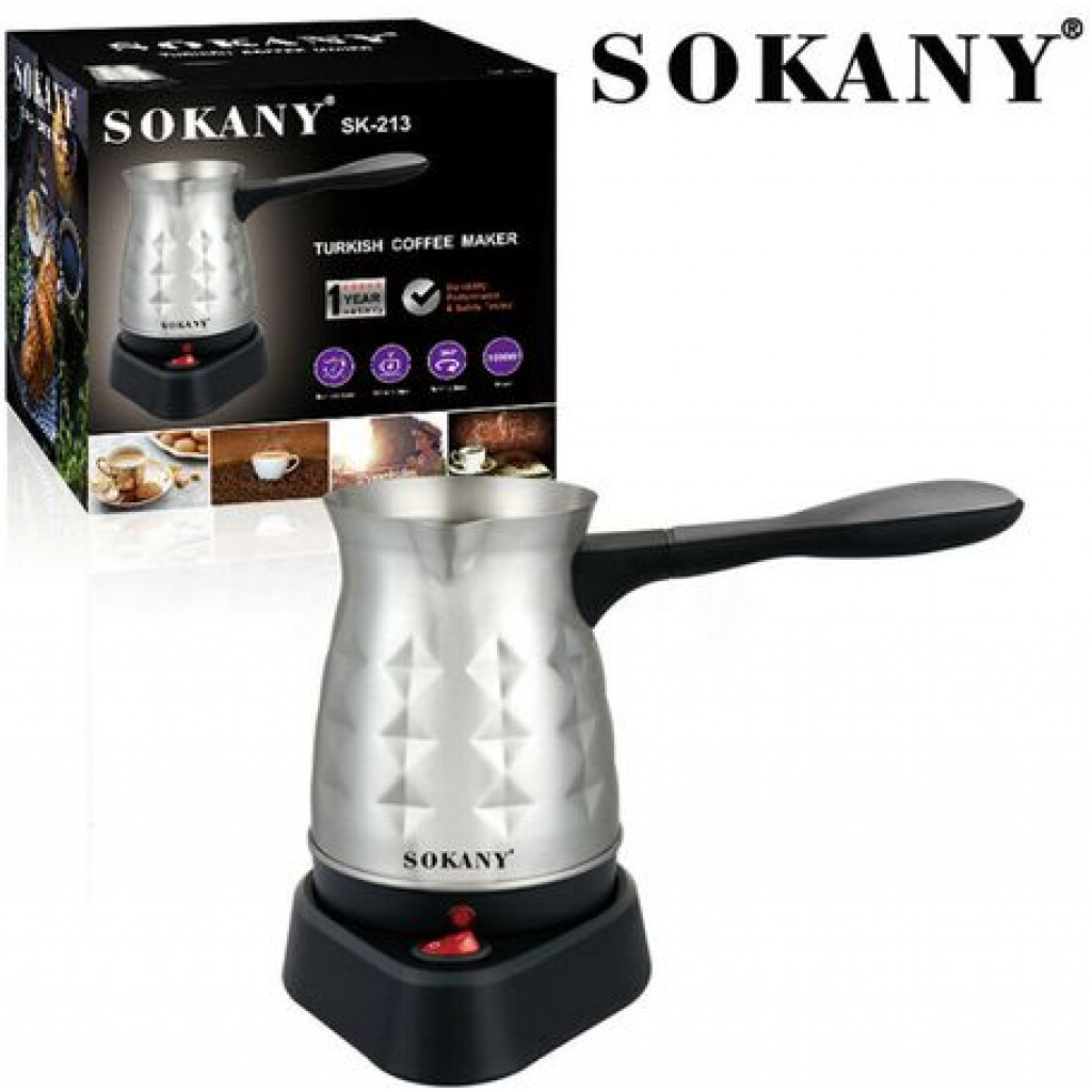 Sokany 0.5L Coffee Maker Machine Stainless Steel Electrical Kettle Pot, Silver