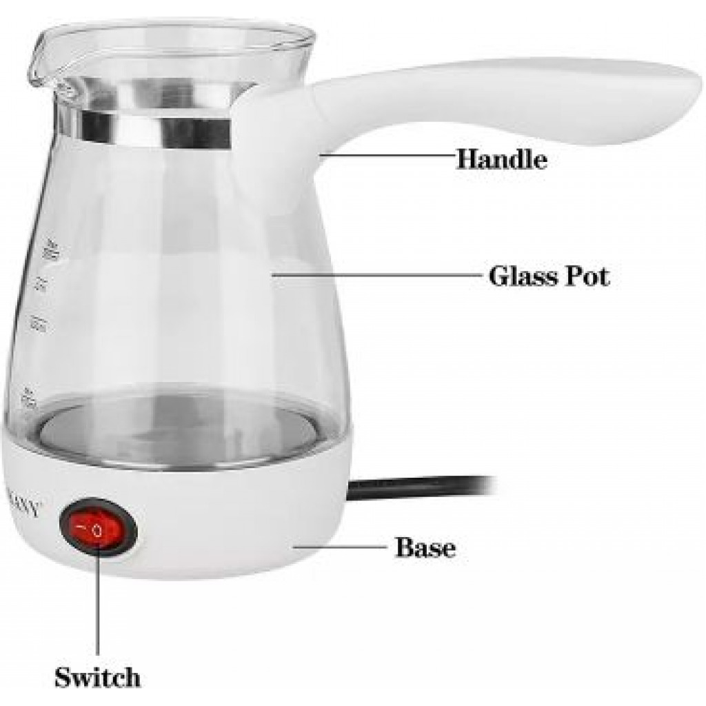 Sokany 500ml Coffee Maker Pot, Glass Electrical Coffee Kettle, White