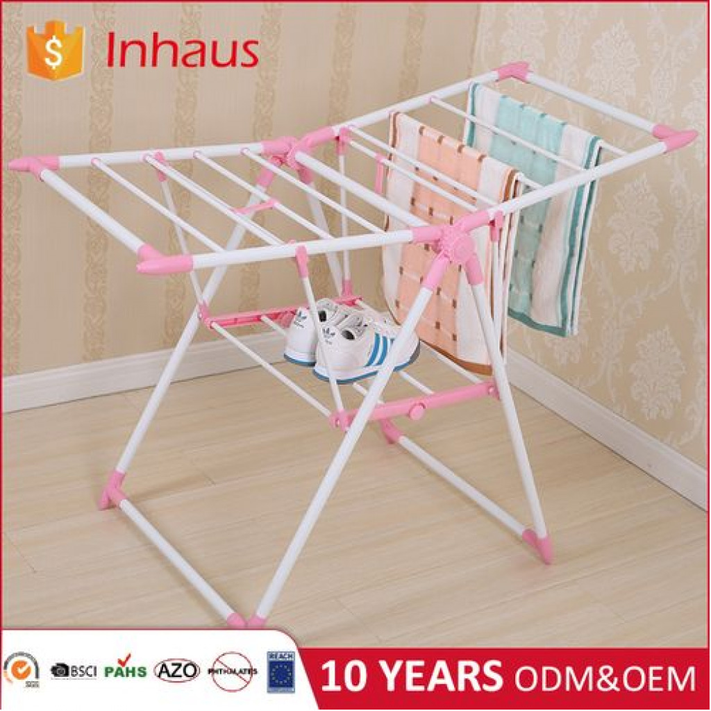 Foldable Drying Clothes Hanger Rack - Pink