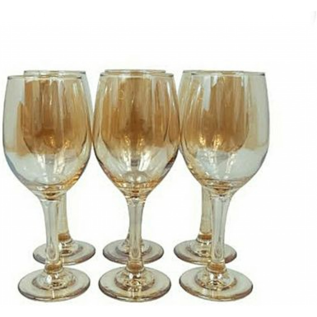 Gold Lead-free Juice, Wine Glasses- 6 Pieces, Brown