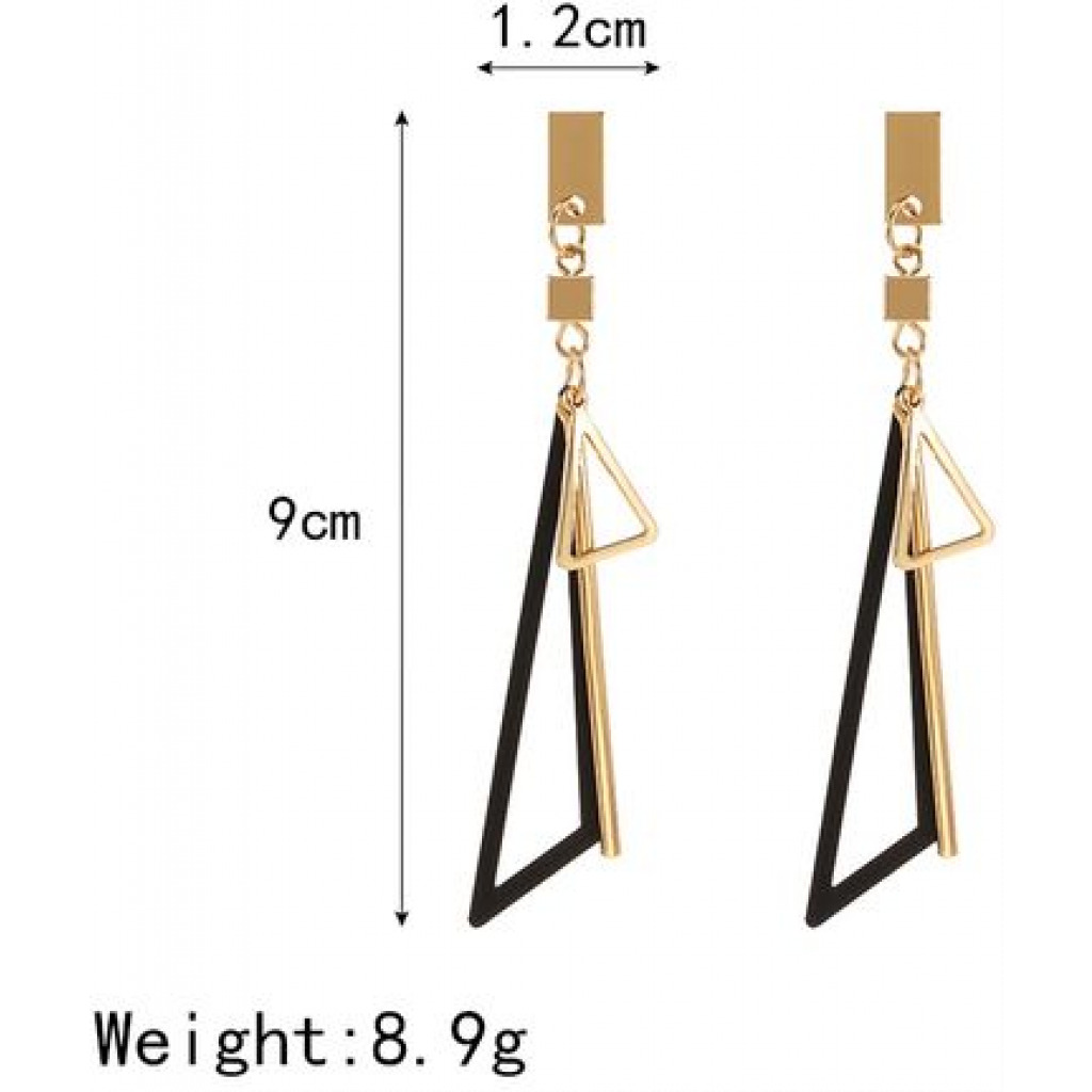 Fashion Jewelry Geometric Long Tassel Drop Earring - Gold/Black