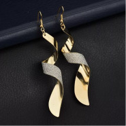 New Women Twist Spiral Froste Earrings Wedding Jewelry - Gold