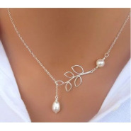 New 925 Sterling Silver Fashion Jewelry Pearl Leaf Short Necklace – Silver Necklaces TilyExpress