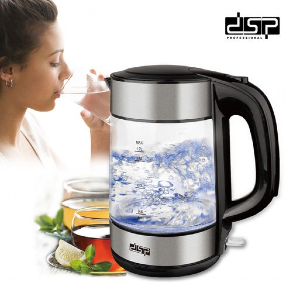 Dsp 1.7 Litre Glass Electric Kettle Kk1119 - Silver