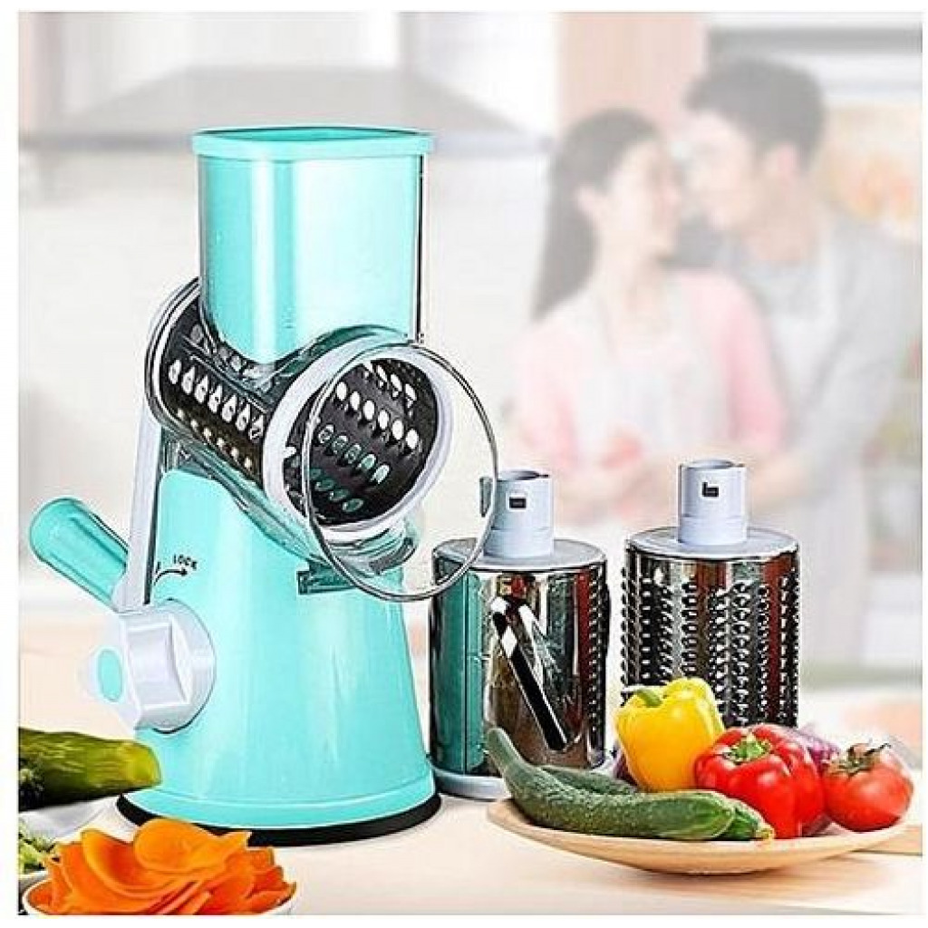 Table Top Drum Grater Vegetable Slicer, Blue